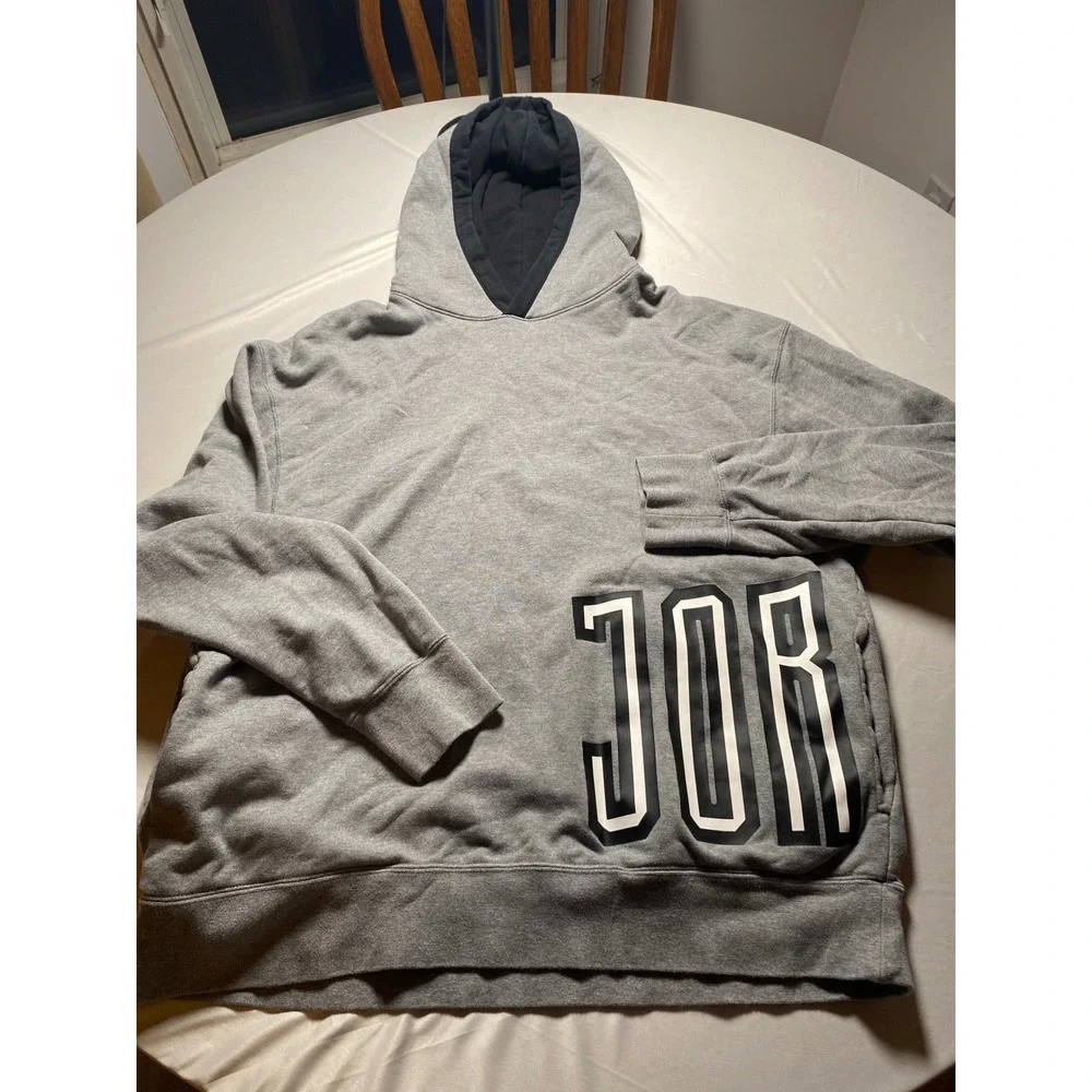 Jordan Mens Heather Grey Wrap Around Graphic Pullover Hoodie DA7186-091 XL